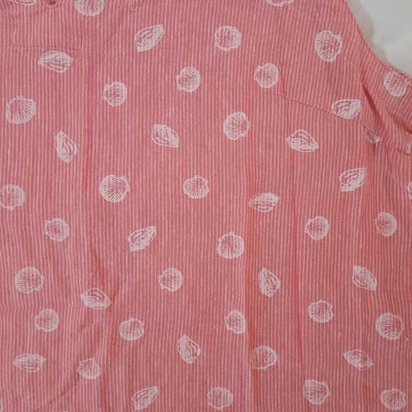● Liz Claibore | Linen Shirt Striped Beach Sea Shells - Picture 7 of 9